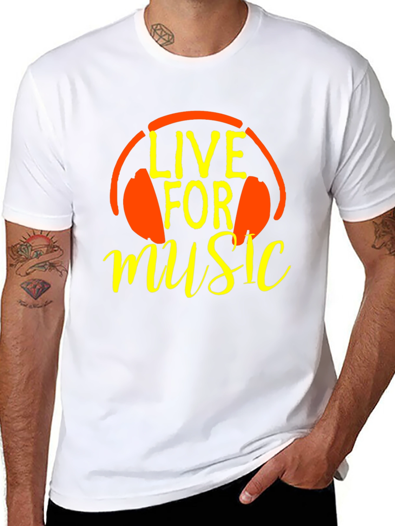 Live For Music T-Shirt - Headphones Graphic Tee