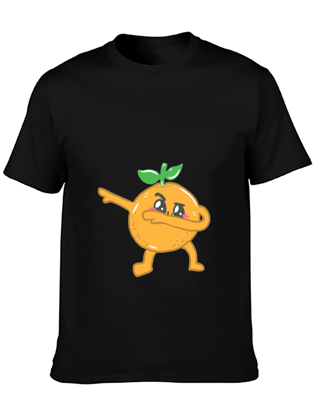 Dabbing Orange Graphic Tee - Black Cotton T-Shirt