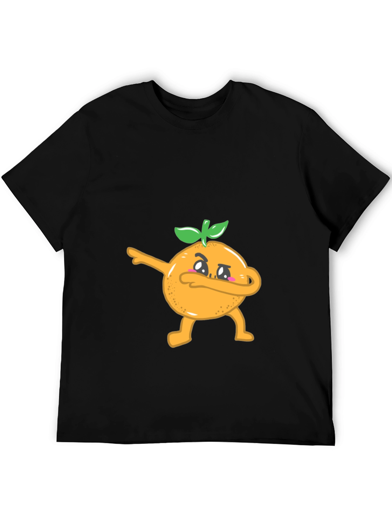 Dabbing Orange Graphic Tee - Black Cotton T-Shirt