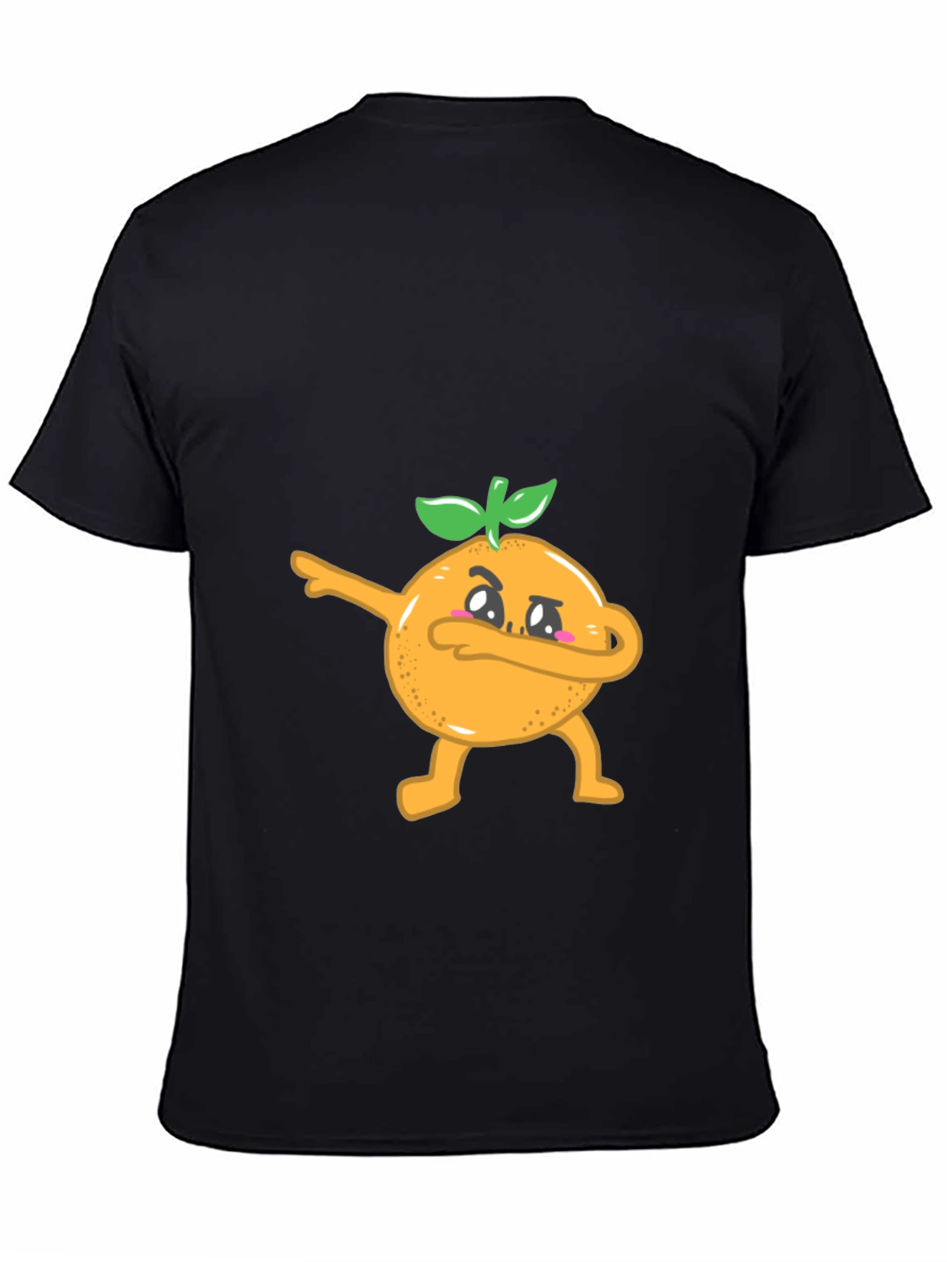 Dabbing Orange Graphic Tee - Black Cotton T-Shirt
