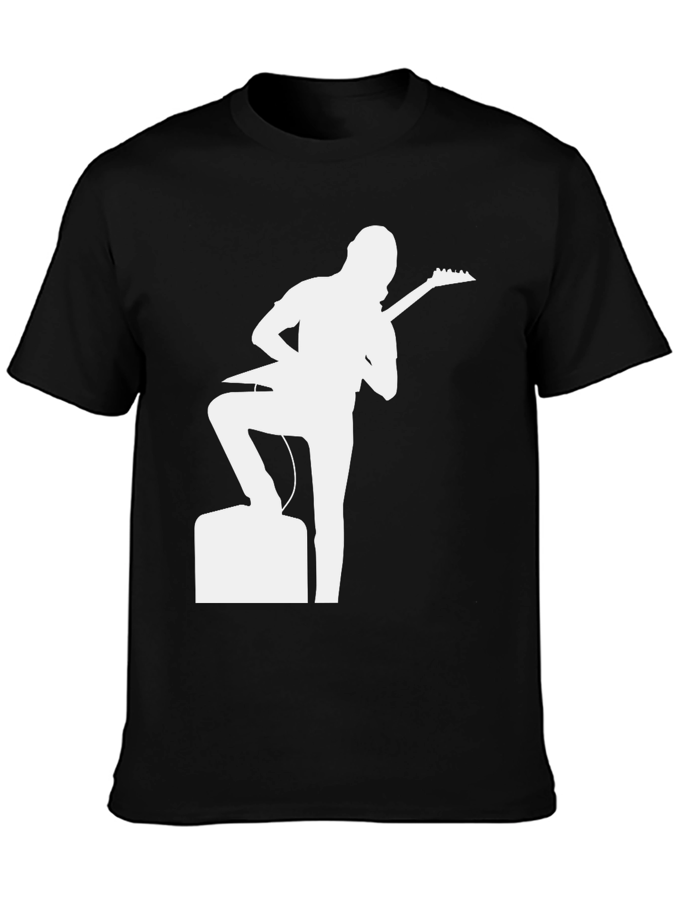 Guitar Player Graphic Tee - Black Cotton T-Shirt