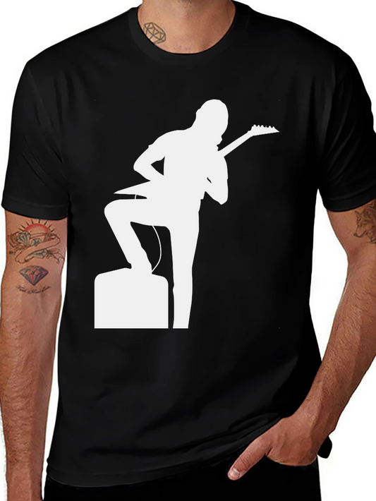 Guitar Player Graphic Tee - Black Cotton T-Shirt