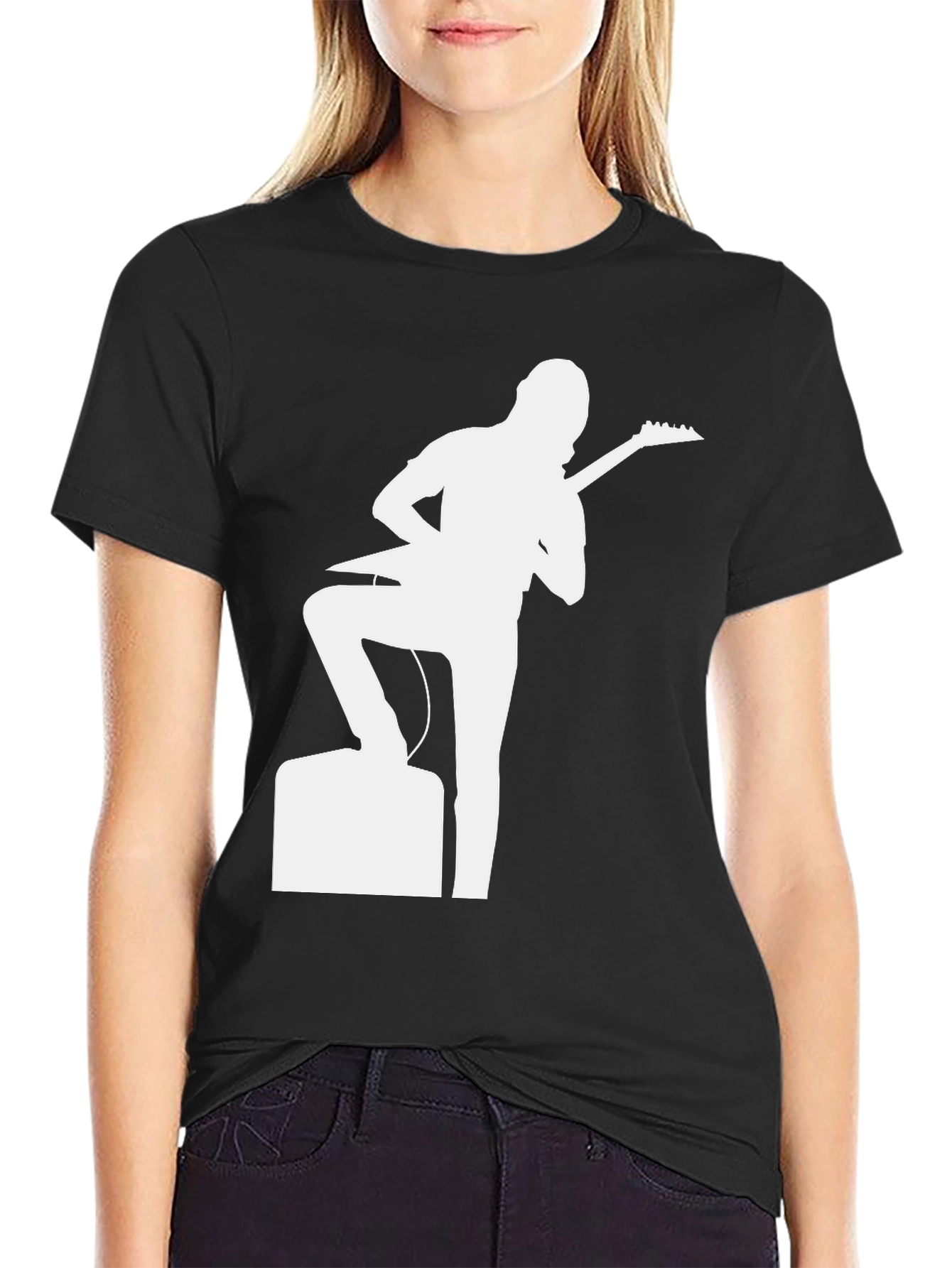 Guitar Player Graphic Tee - Black Cotton T-Shirt