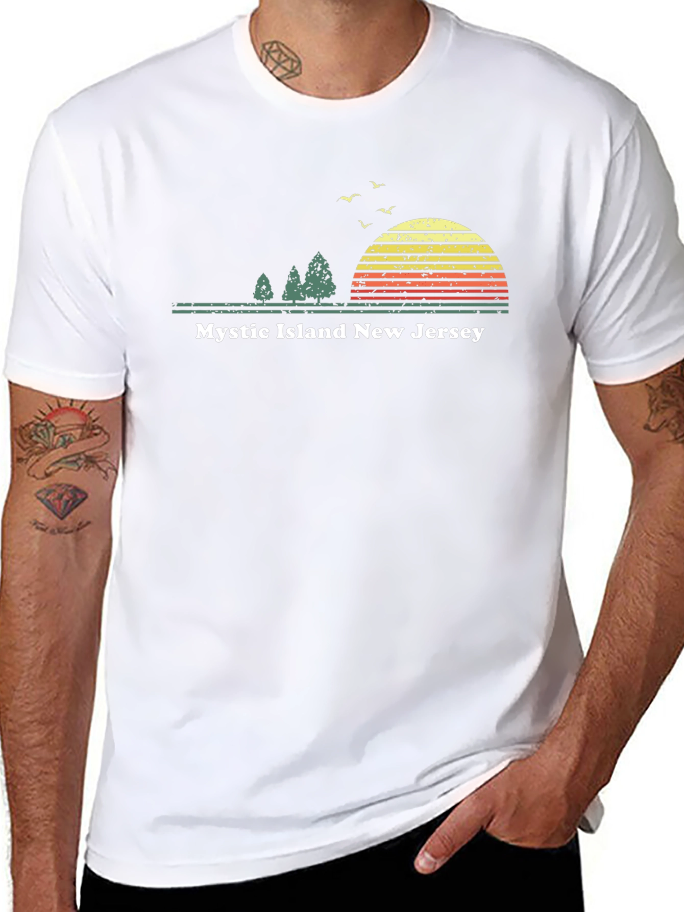 Mystic Island NJ T-Shirt Sunset Graphic Tee