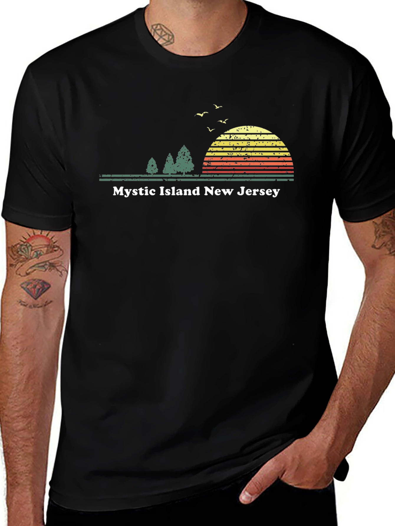 Mystic Island NJ T-Shirt Sunset Graphic Tee