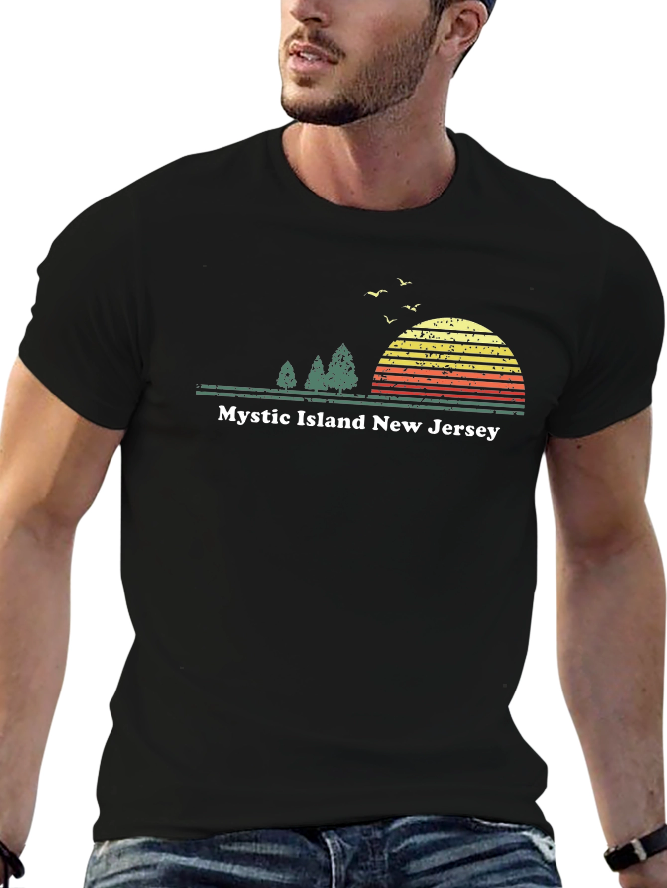 Mystic Island NJ T-Shirt Sunset Graphic Tee