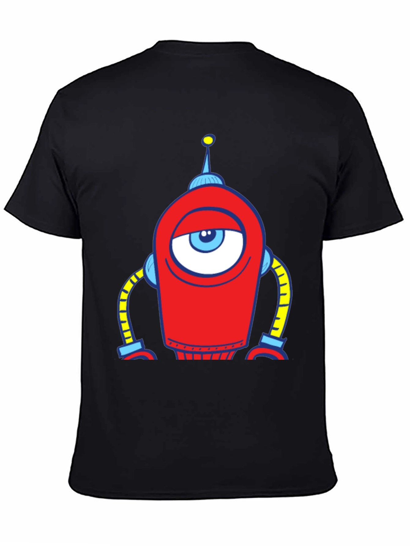 Robot Eye Graphic Tee - Black Cotton T-Shirt
