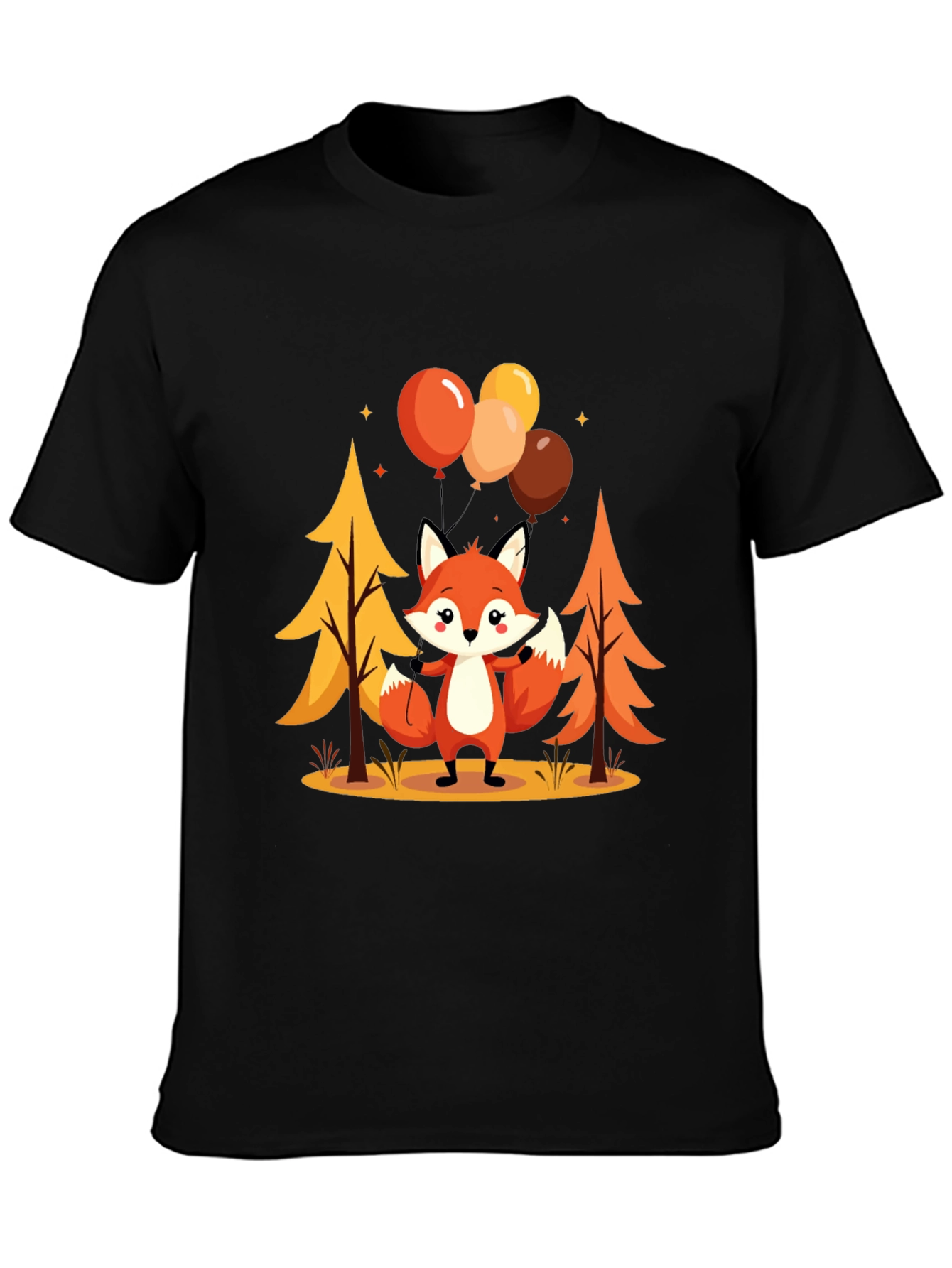 Cute Fox Graphic Tee - Mens Black T-Shirt