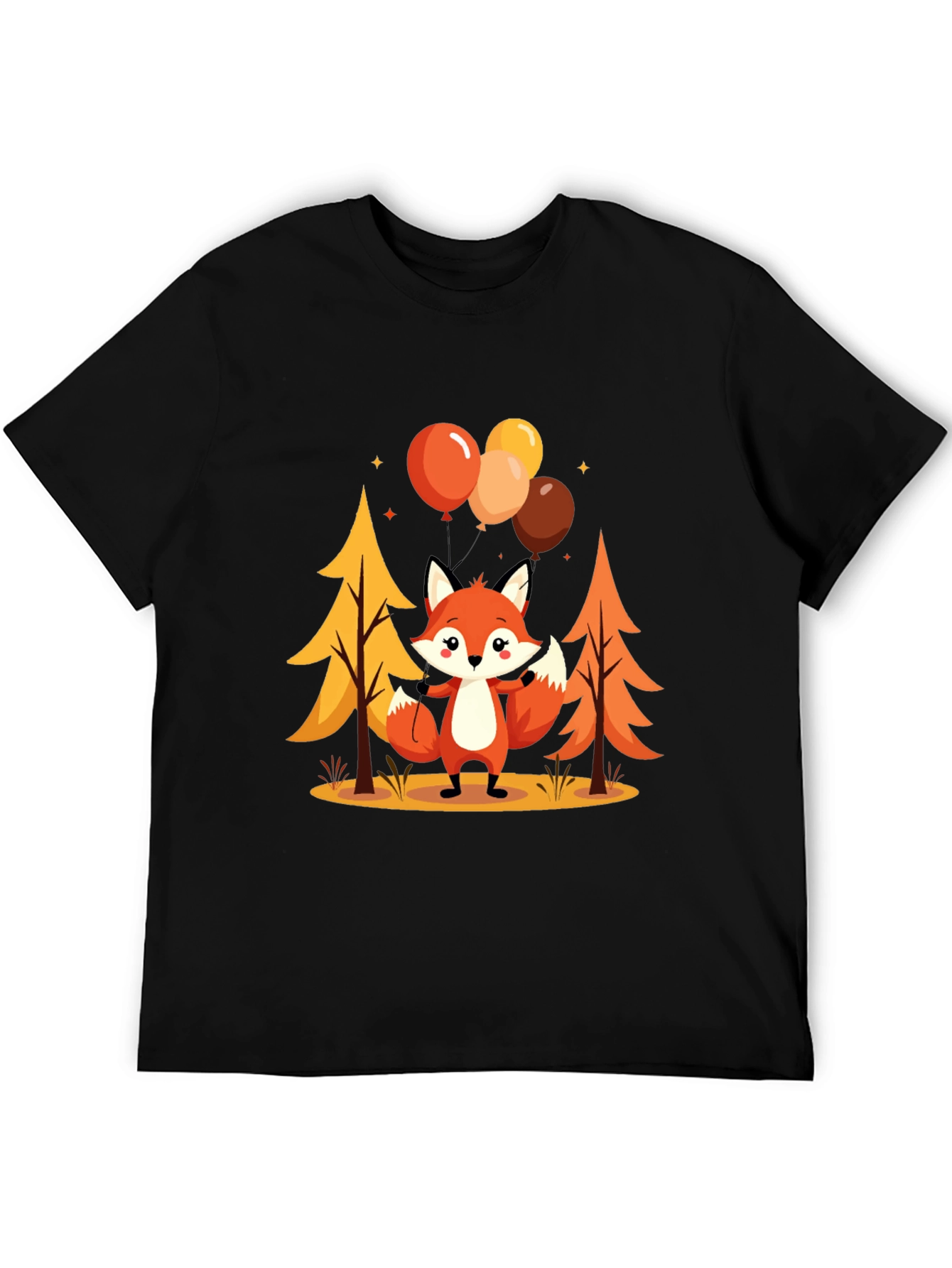 Cute Fox Graphic Tee - Mens Black T-Shirt