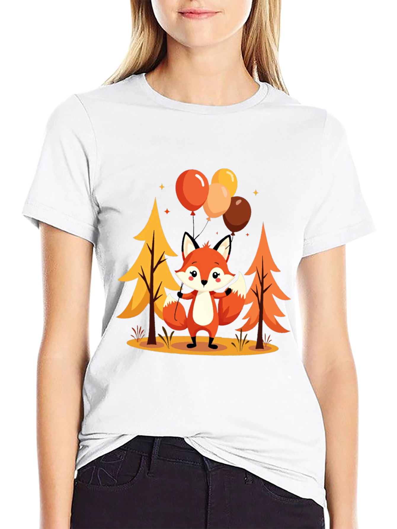 Cute Fox Graphic Tee - Mens Black T-Shirt