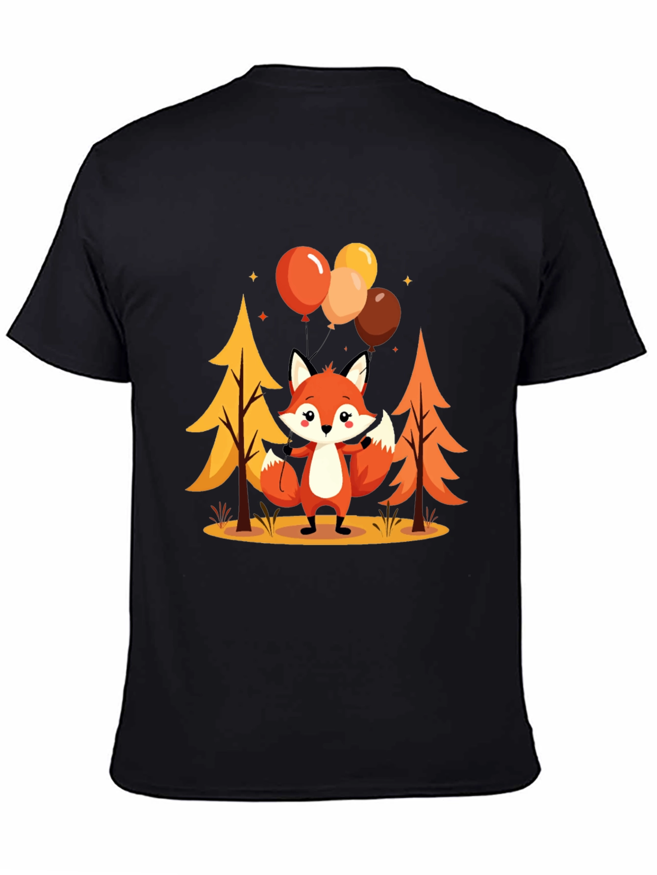 Cute Fox Graphic Tee - Mens Black T-Shirt