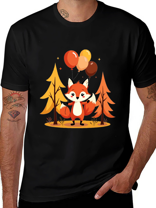 Cute Fox Graphic Tee - Mens Black T-Shirt