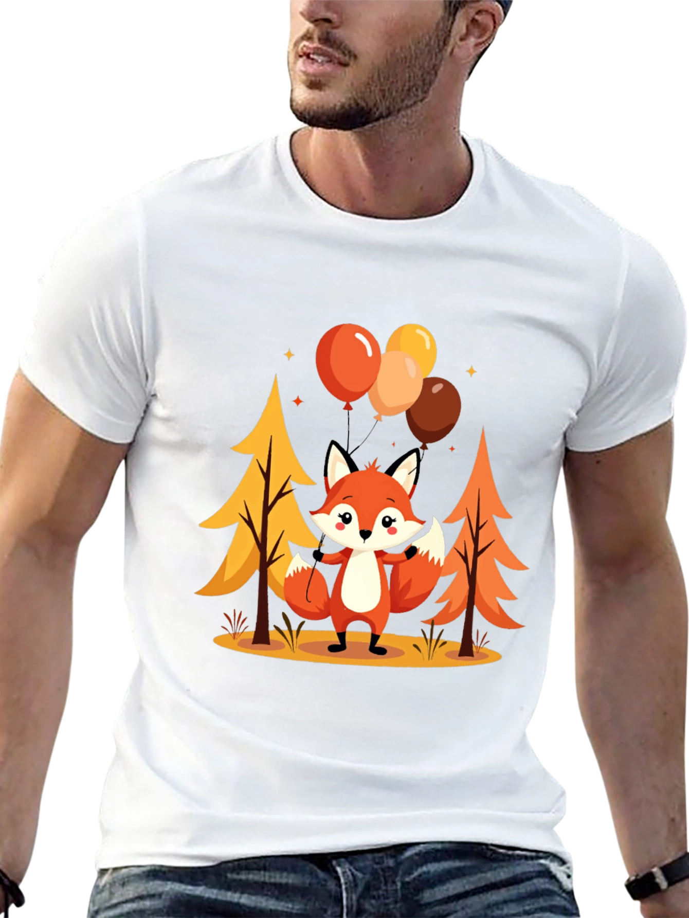 Cute Fox Graphic Tee - Mens Black T-Shirt
