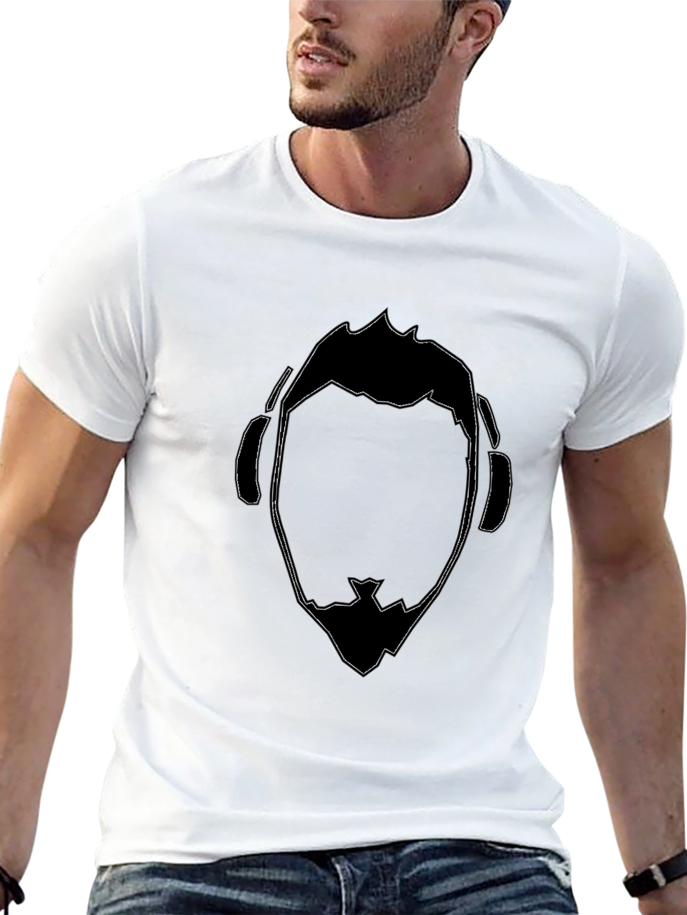Abstract DJ Face Graphic Tee - Black Cotton T-Shirt