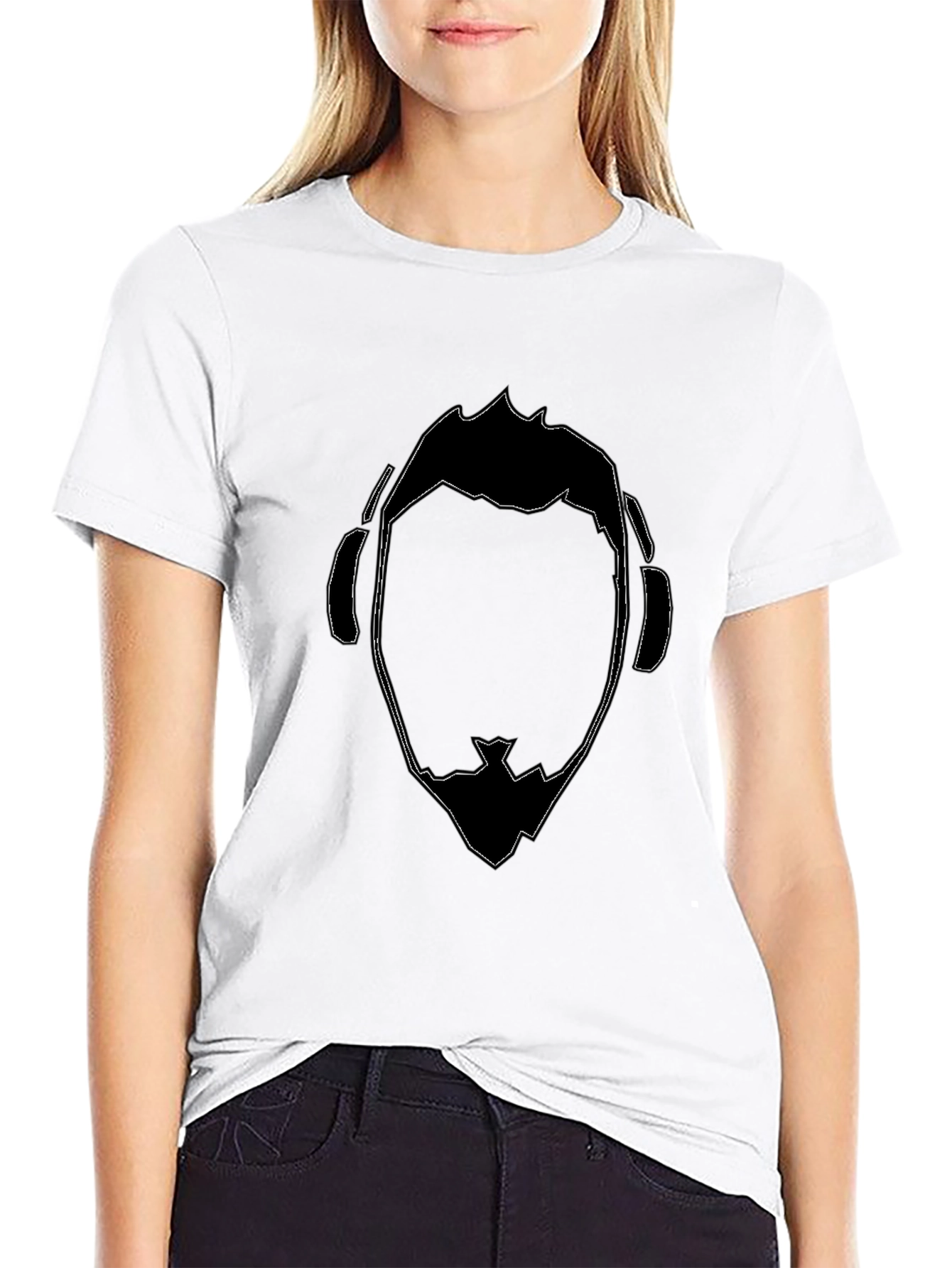Abstract DJ Face Graphic Tee - Black Cotton T-Shirt