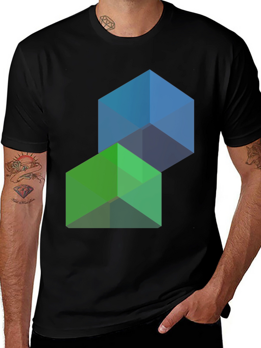 Geometric Cube Graphic Tee - Modern Style