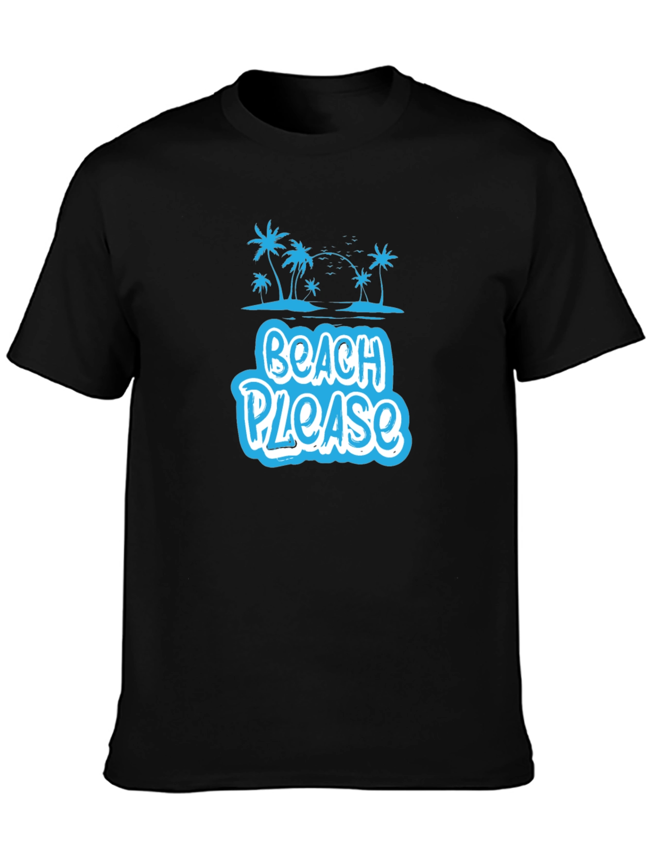 Beach Please Graphic Tee - Black Cotton Shirt