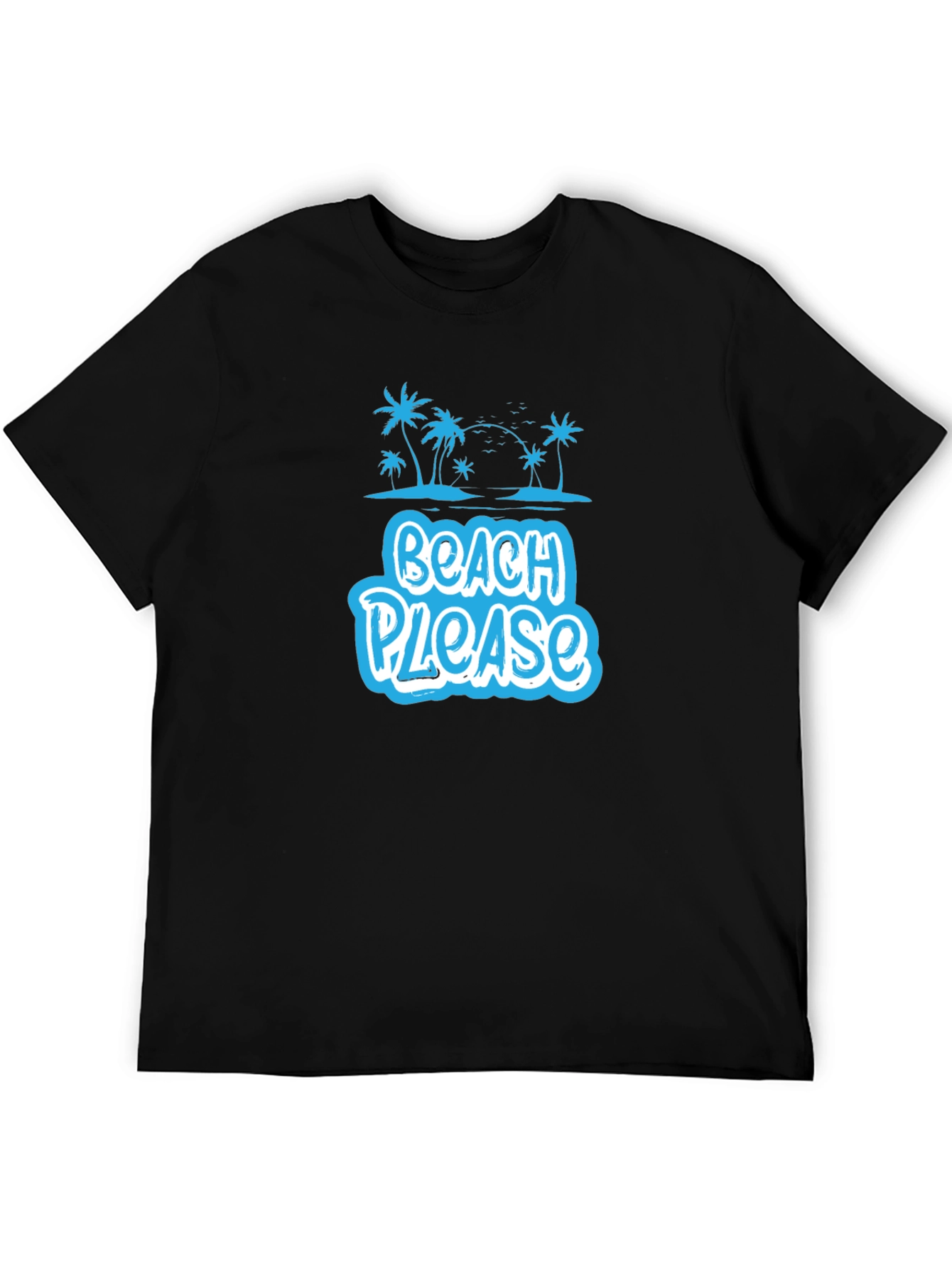Beach Please Graphic Tee - Black Cotton Shirt
