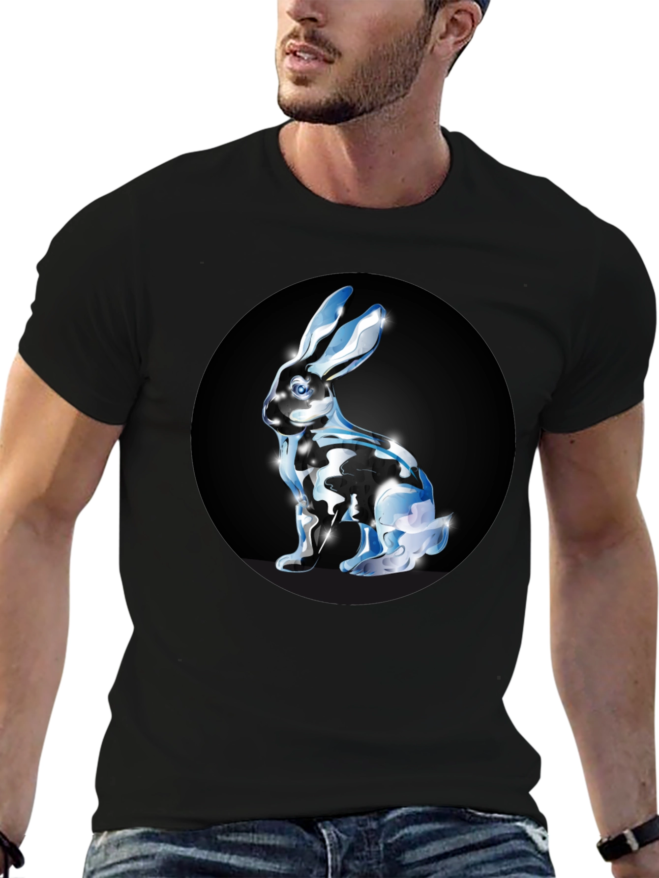 Rabbit Graphic Black T-Shirt