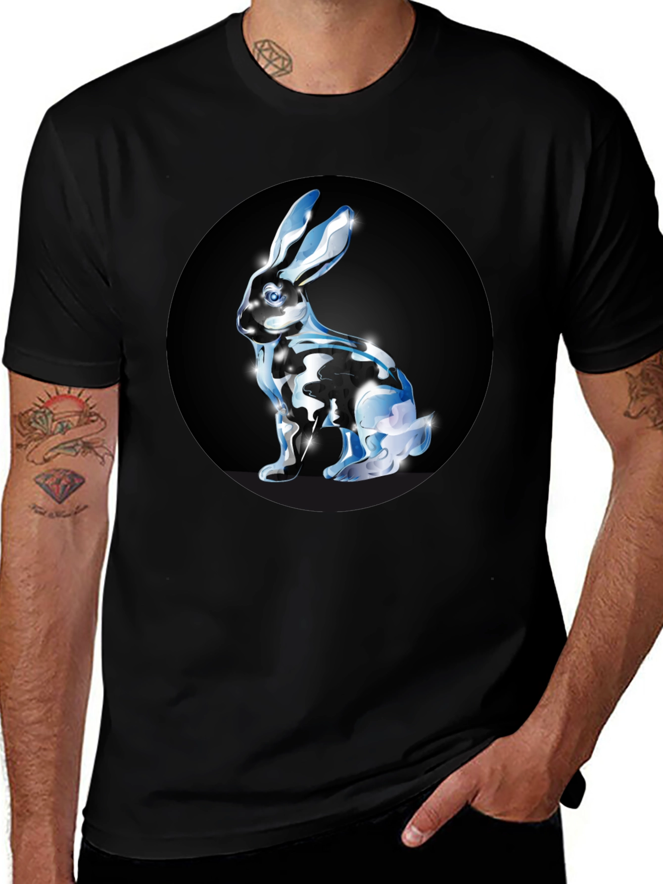 Rabbit Graphic Black T-Shirt