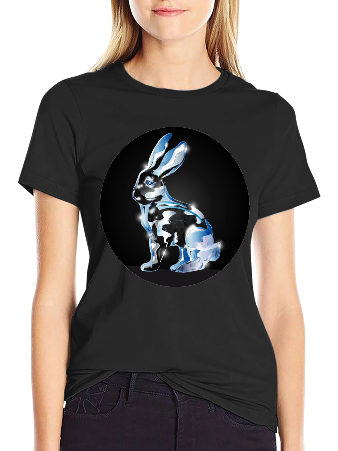 Rabbit Graphic Black T-Shirt
