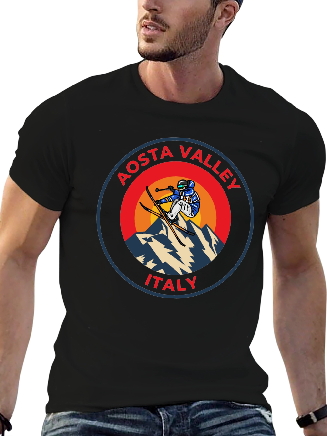 Aosta Valley Italy Skier Graphic T-Shirt