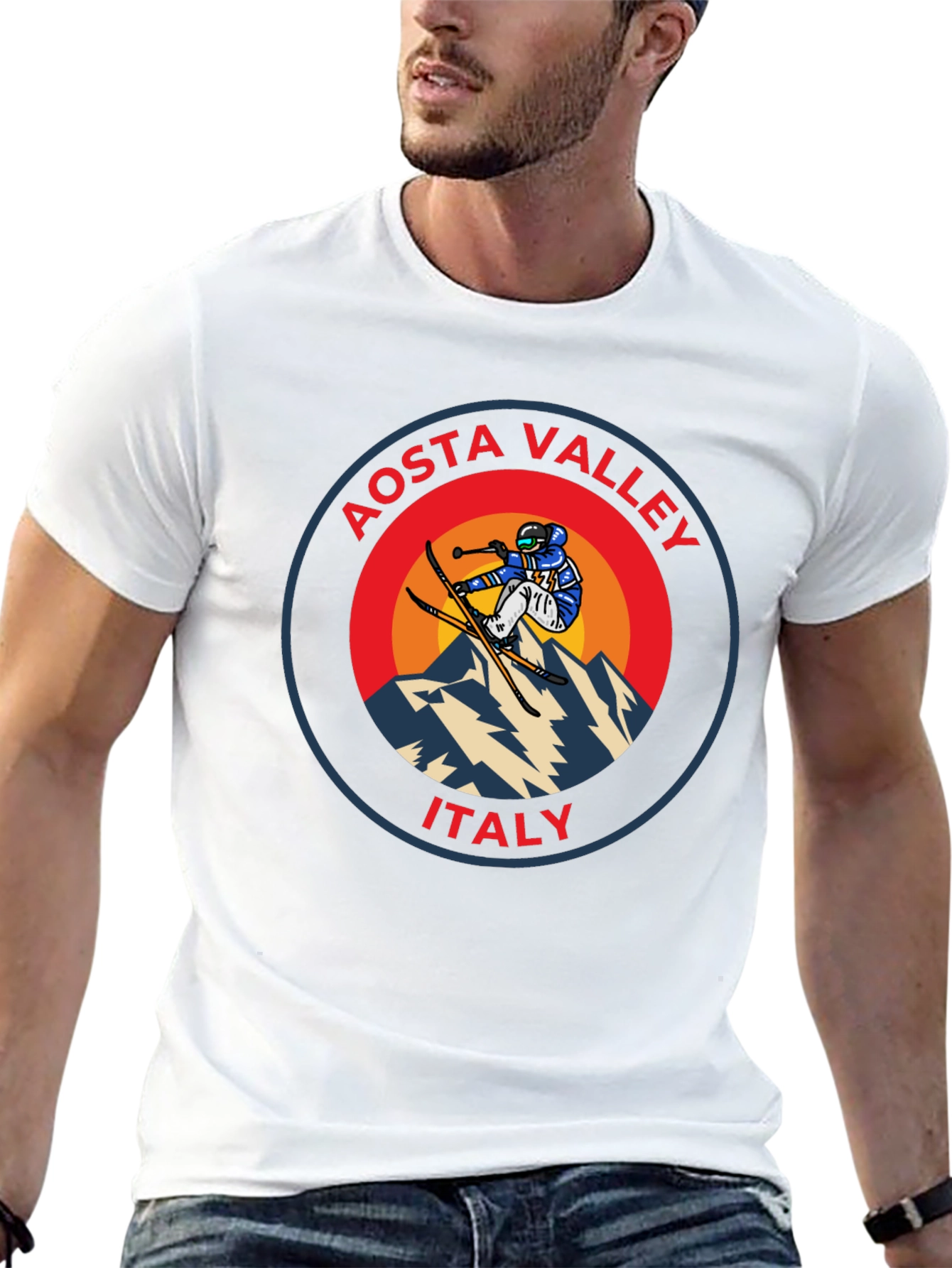 Aosta Valley Italy Skier Graphic T-Shirt