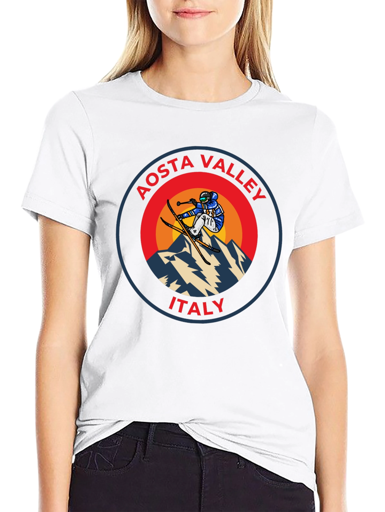 Aosta Valley Italy Skier Graphic T-Shirt