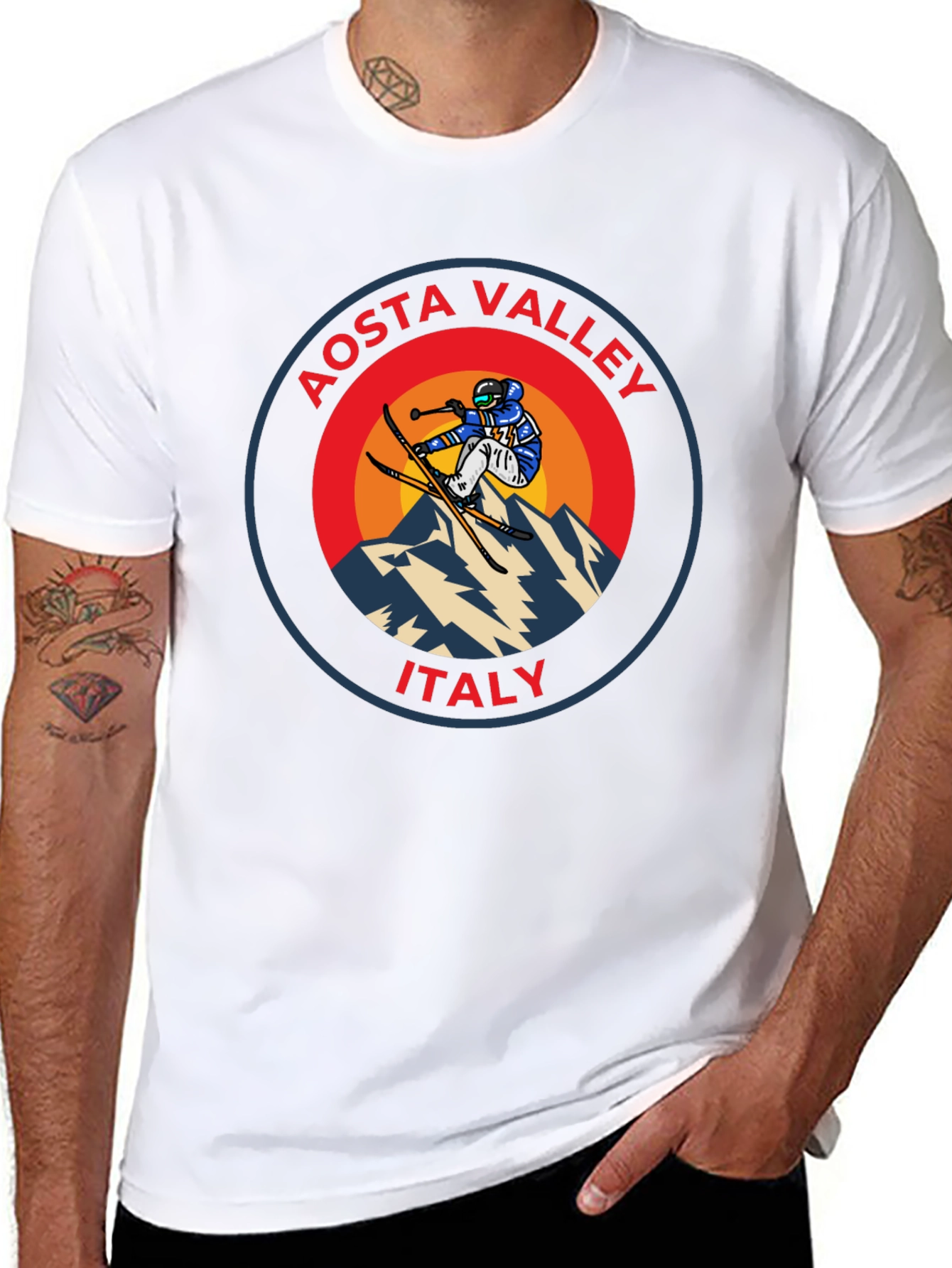 Aosta Valley Italy Skier Graphic T-Shirt