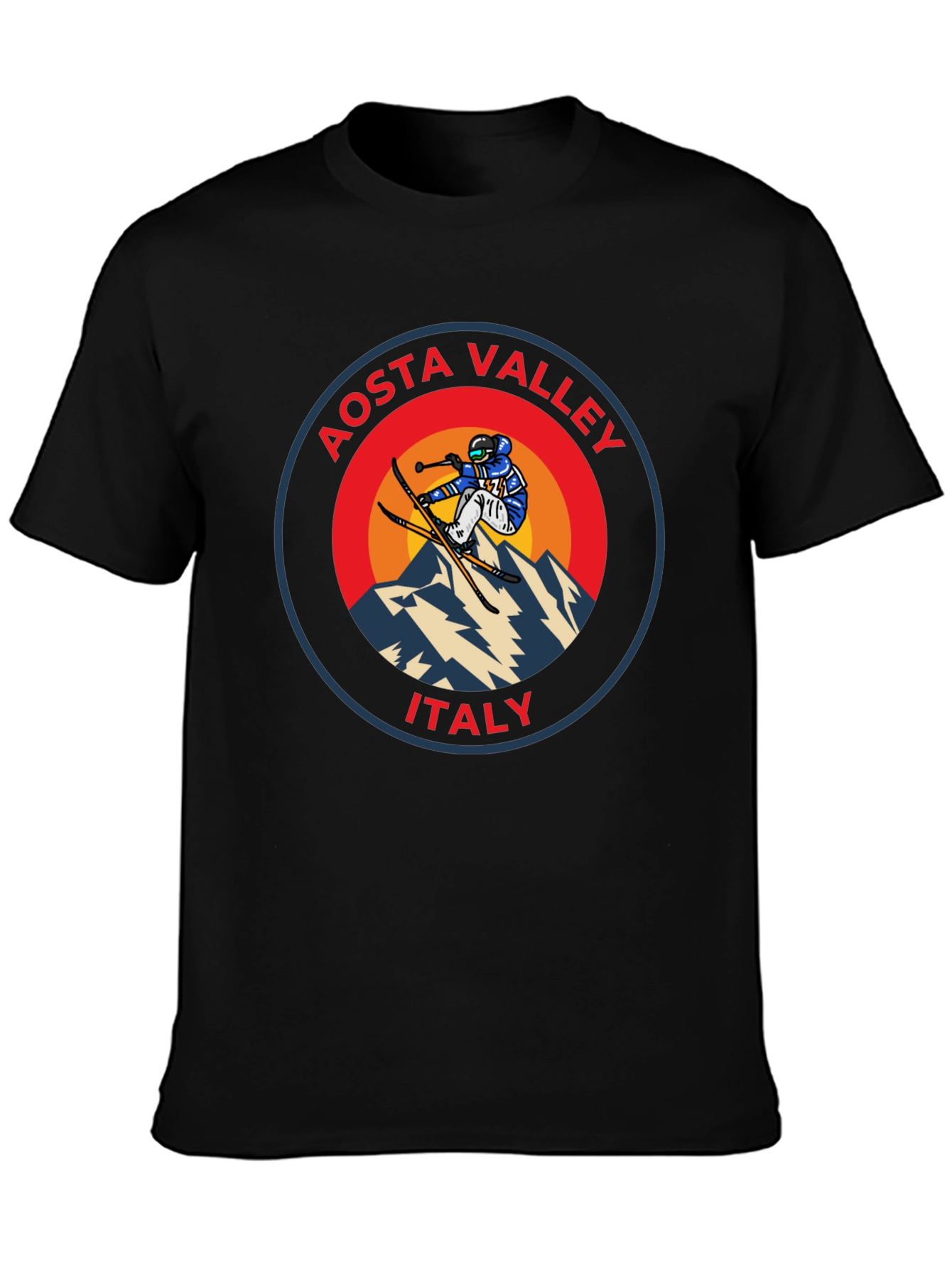 Aosta Valley Italy Skier Graphic T-Shirt