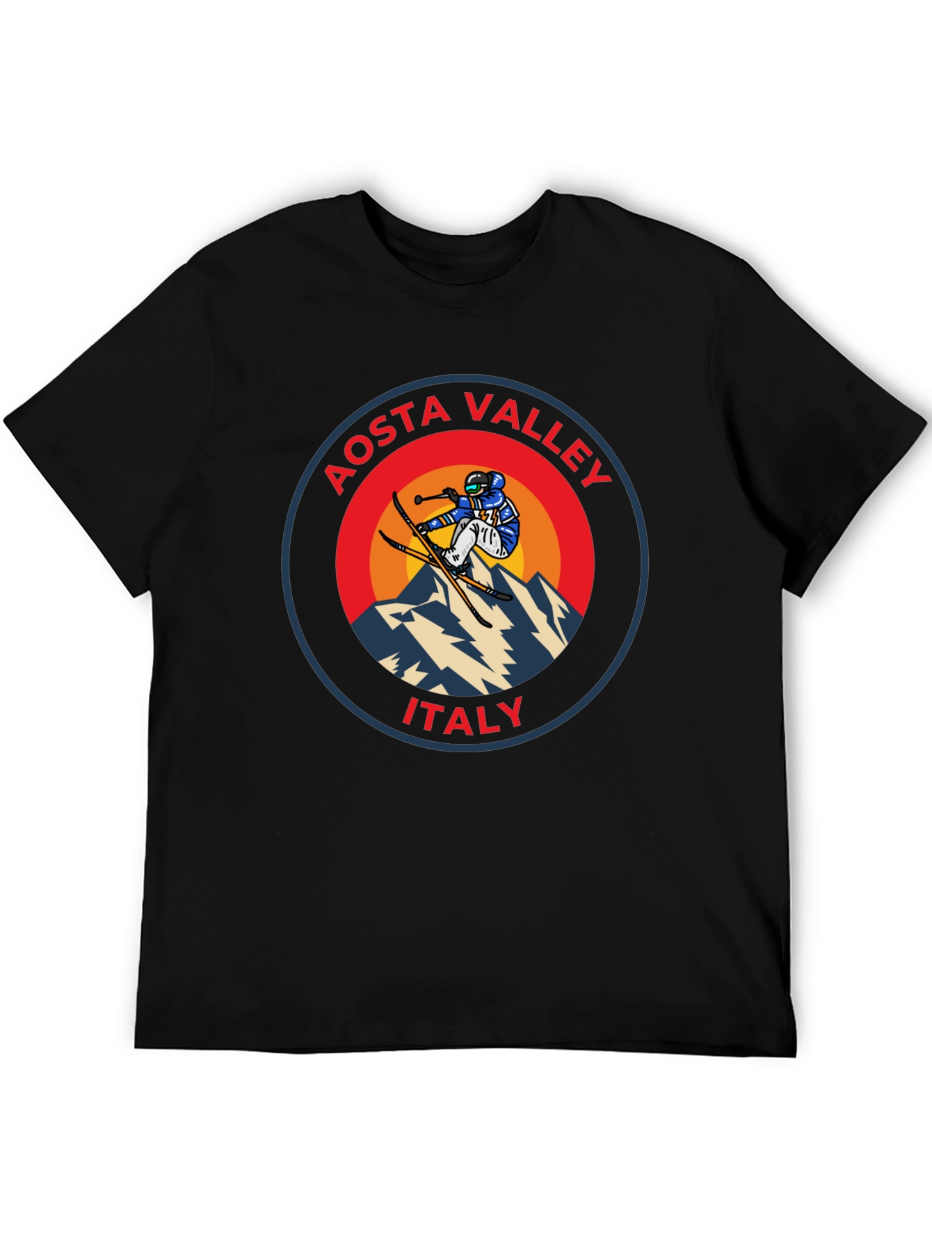 Aosta Valley Italy Skier Graphic T-Shirt
