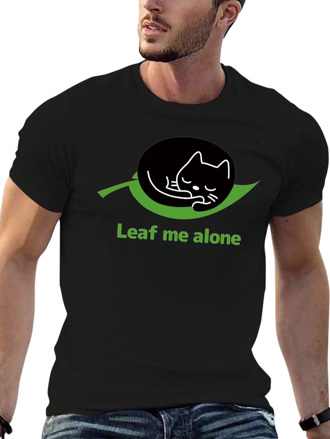 Leaf Me Alone Cat T-Shirt - Funny Graphic Tee