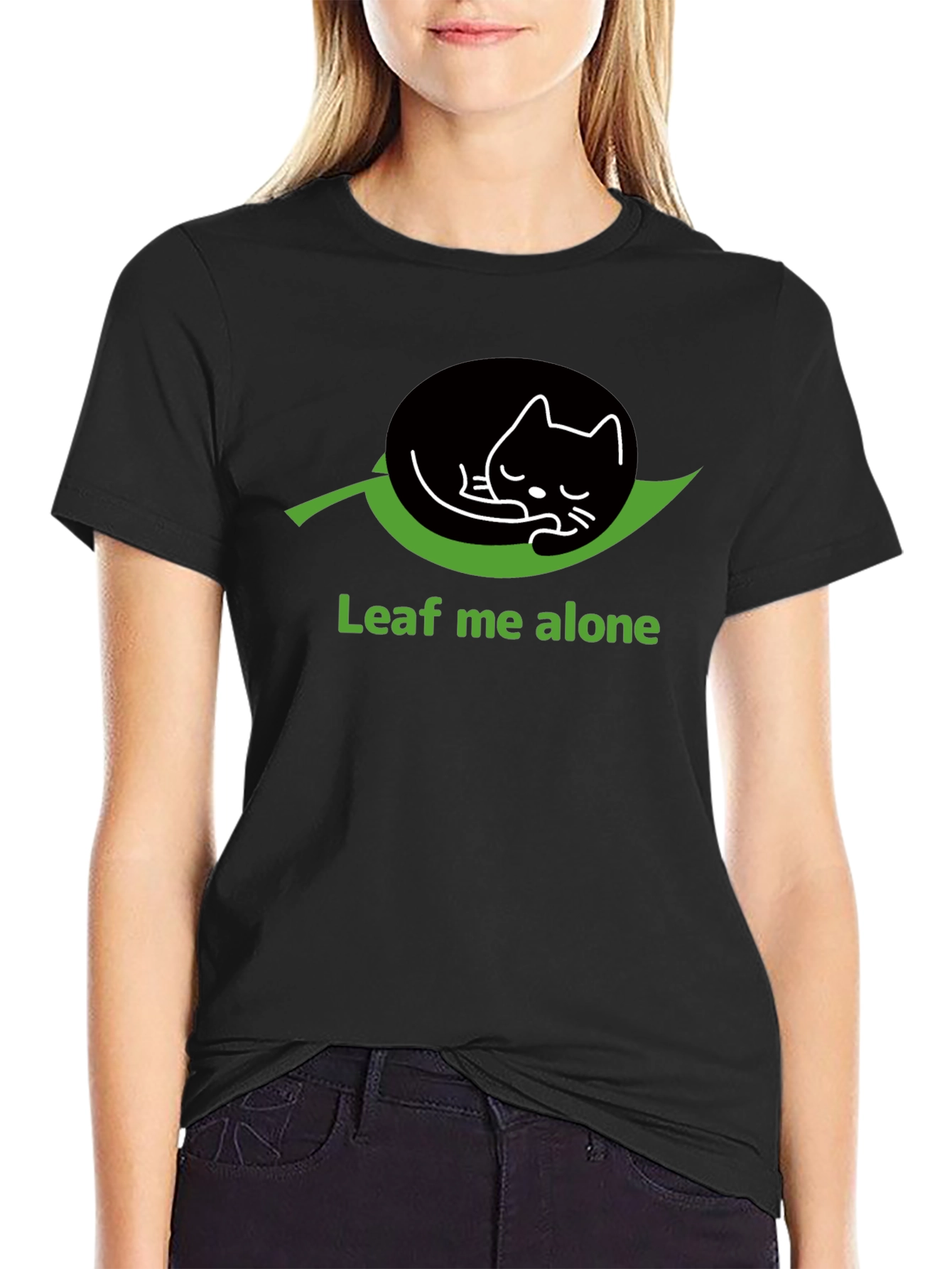 Leaf Me Alone Cat T-Shirt - Funny Graphic Tee