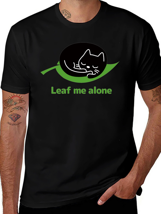 Leaf Me Alone Cat T-Shirt - Funny Graphic Tee