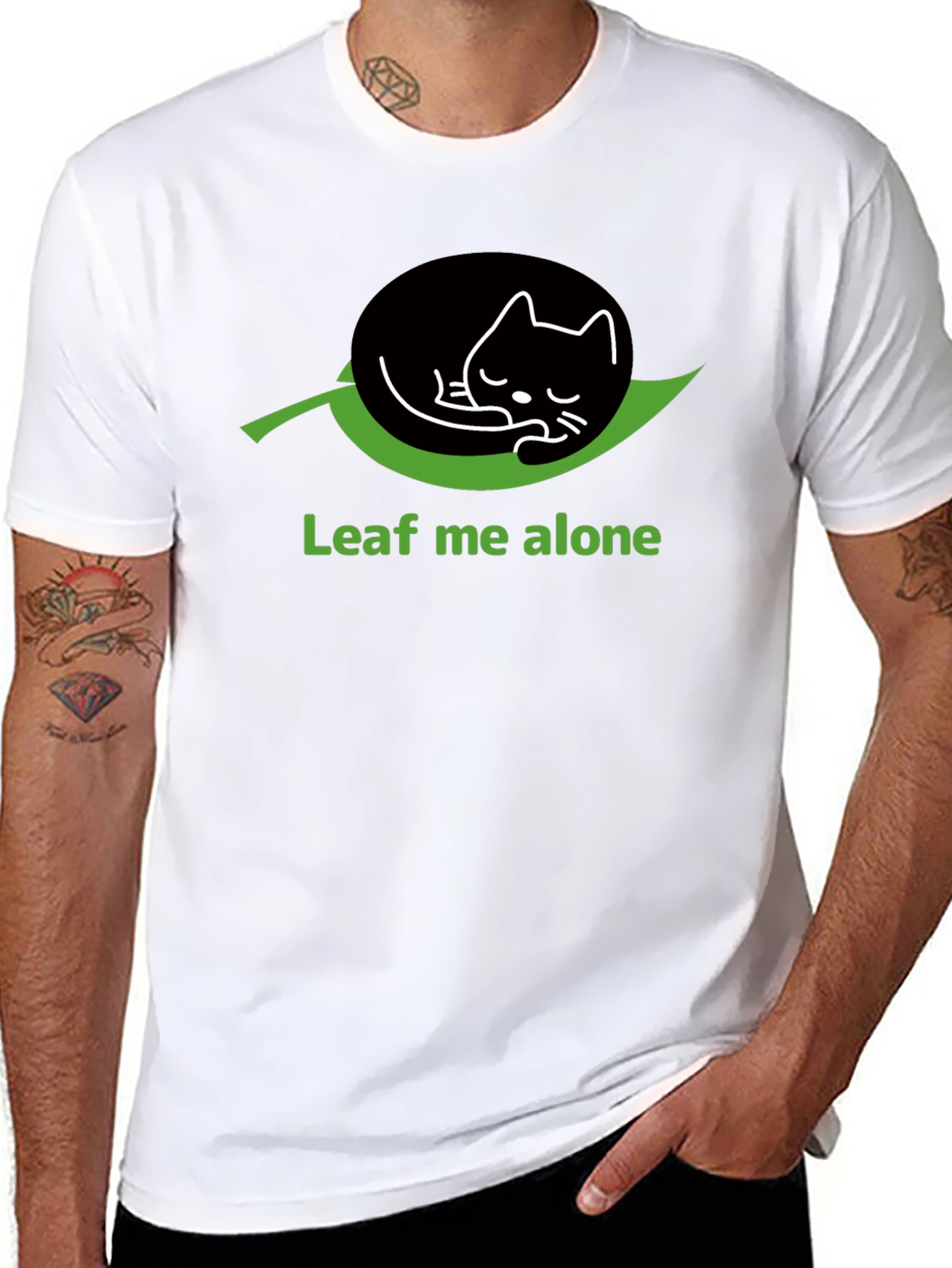 Leaf Me Alone Cat T-Shirt - Funny Graphic Tee