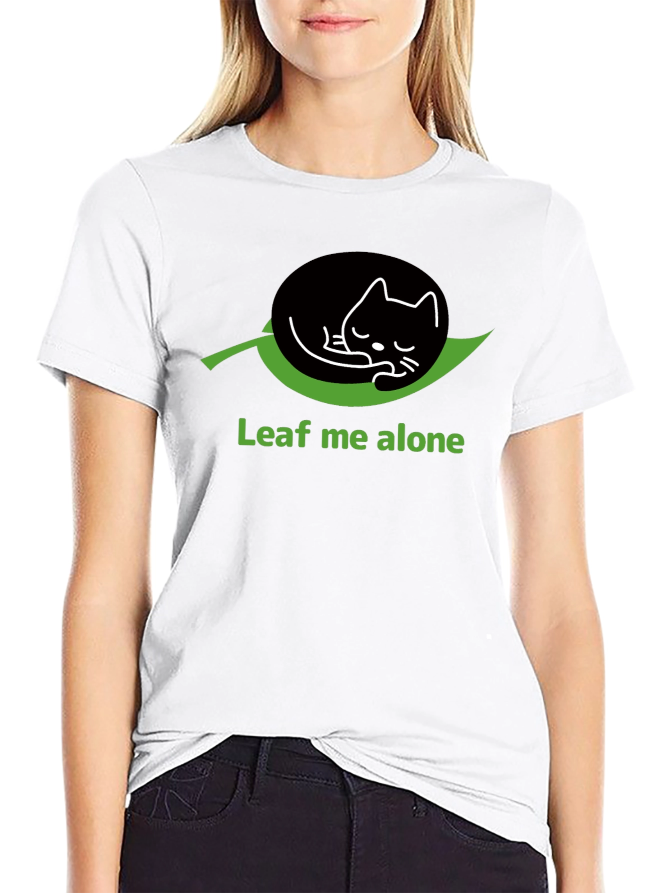 Leaf Me Alone Cat T-Shirt - Funny Graphic Tee