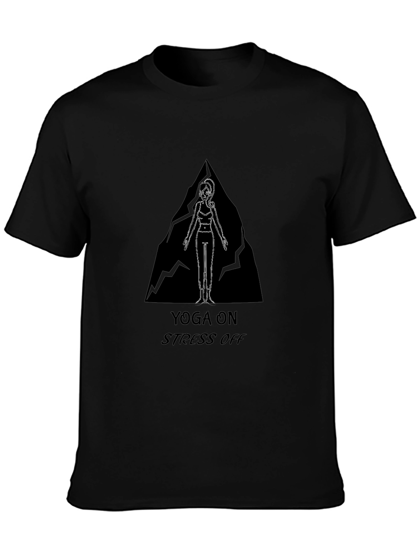 Yoga On Stress Off Black Graphic Tee