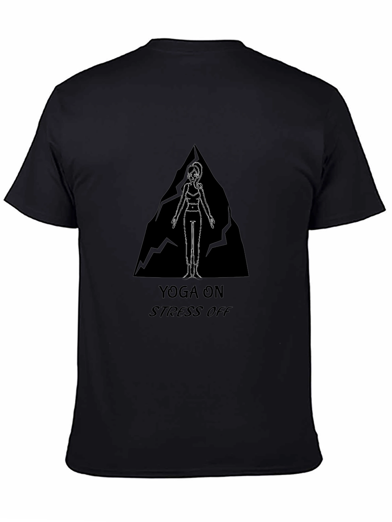Yoga On Stress Off Black Graphic Tee