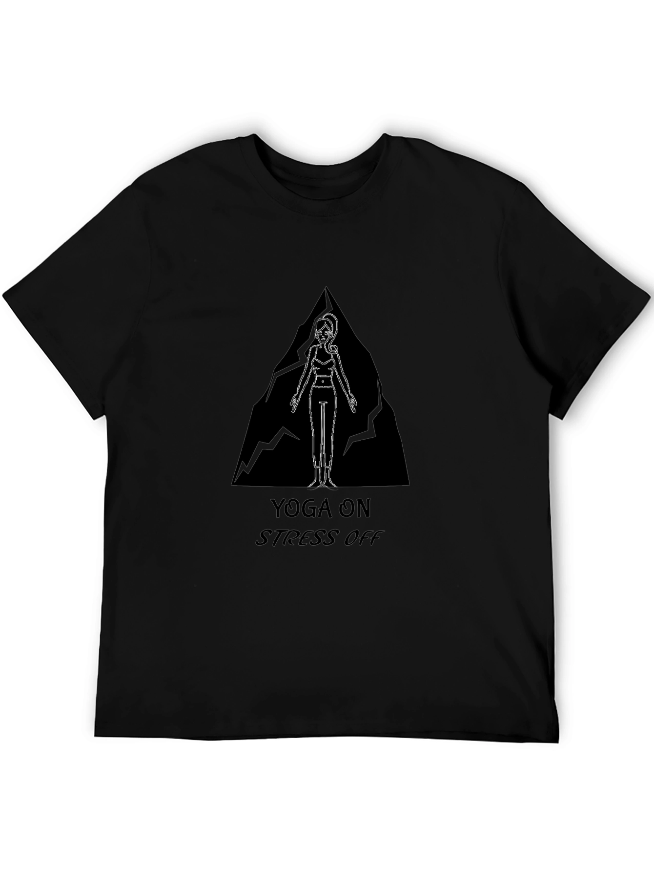 Yoga On Stress Off Black Graphic Tee
