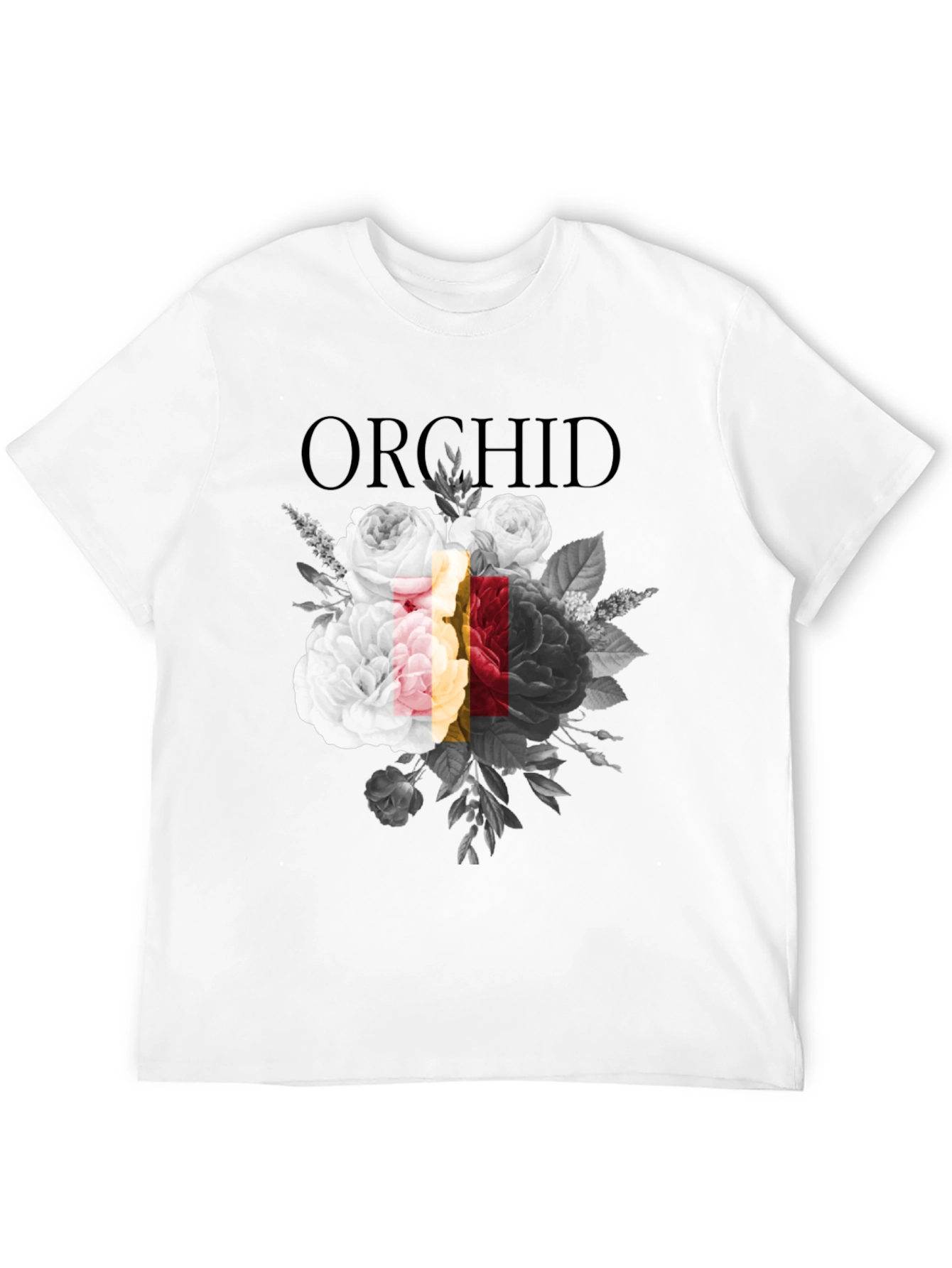 Orchid Floral Graphic Print Black T-Shirt
