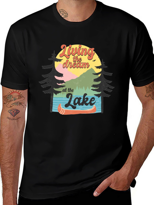 Living the Dream at the Lake Graphic Tee - Canoe T-Shirt