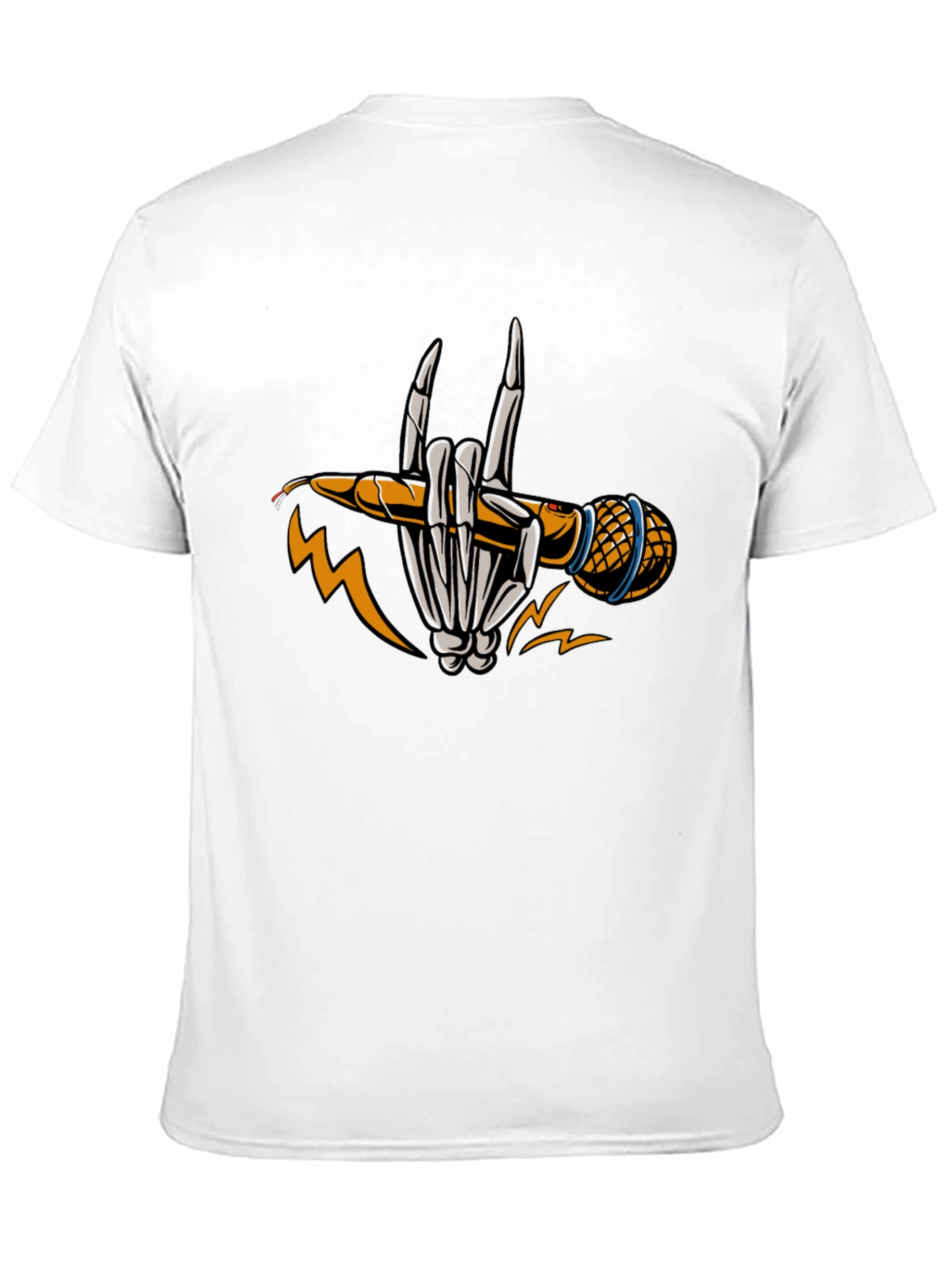 Rock On Skeleton Hand Microphone Graphic T-Shirt