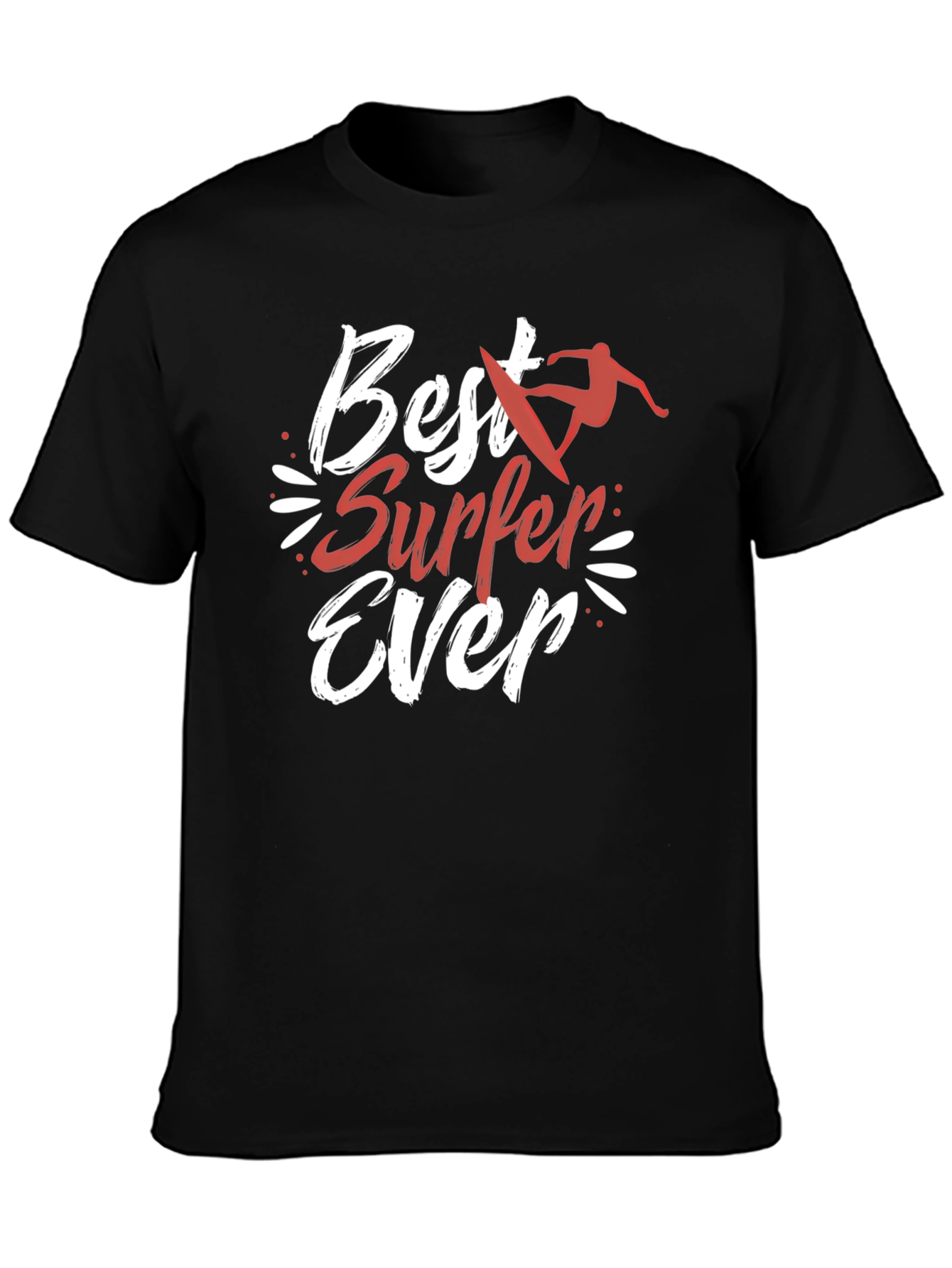 Best Surfer Ever Graphic Tee - Black Cotton T-Shirt