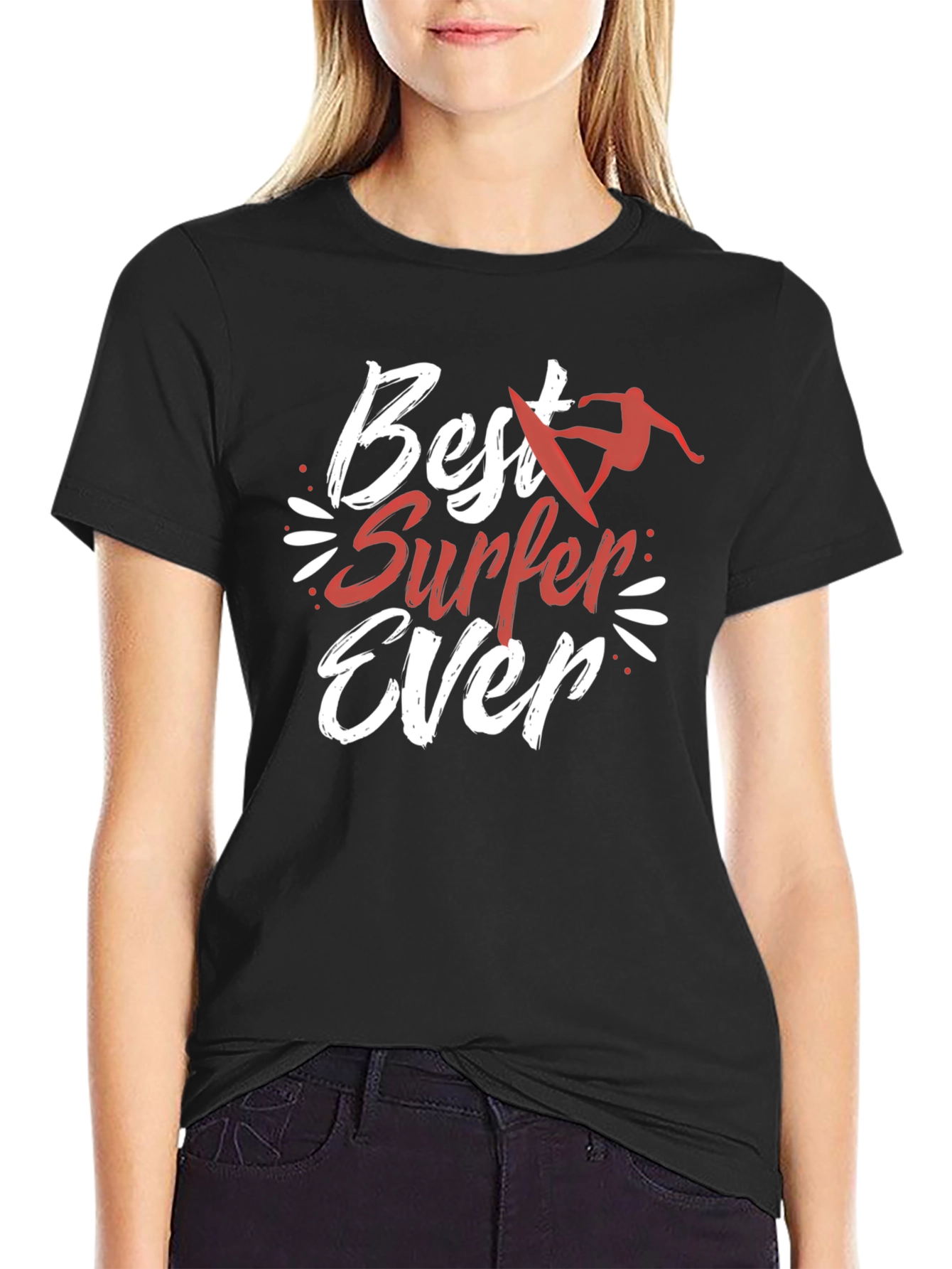 Best Surfer Ever Graphic Tee - Black Cotton T-Shirt