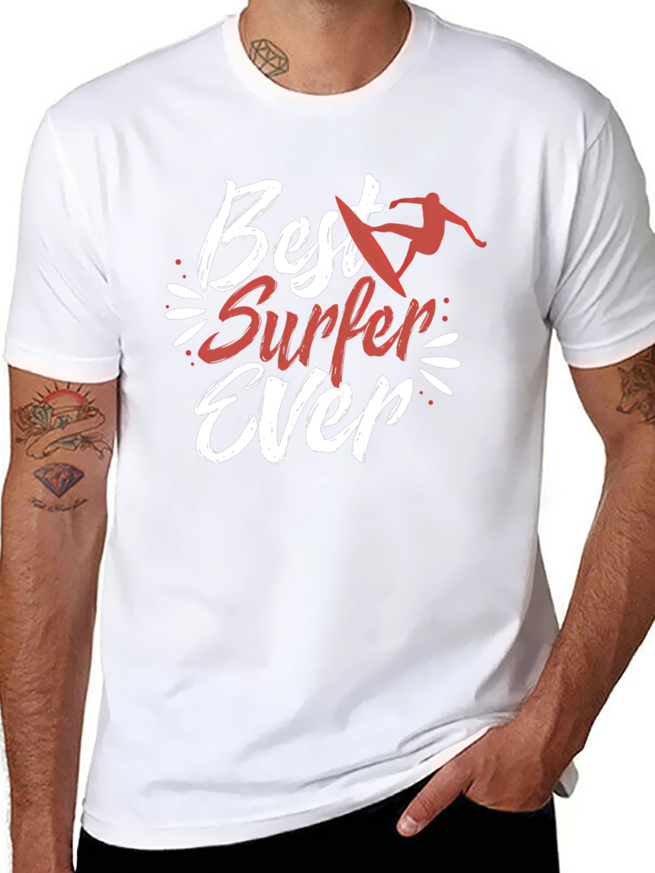 Best Surfer Ever Graphic Tee - Black Cotton T-Shirt
