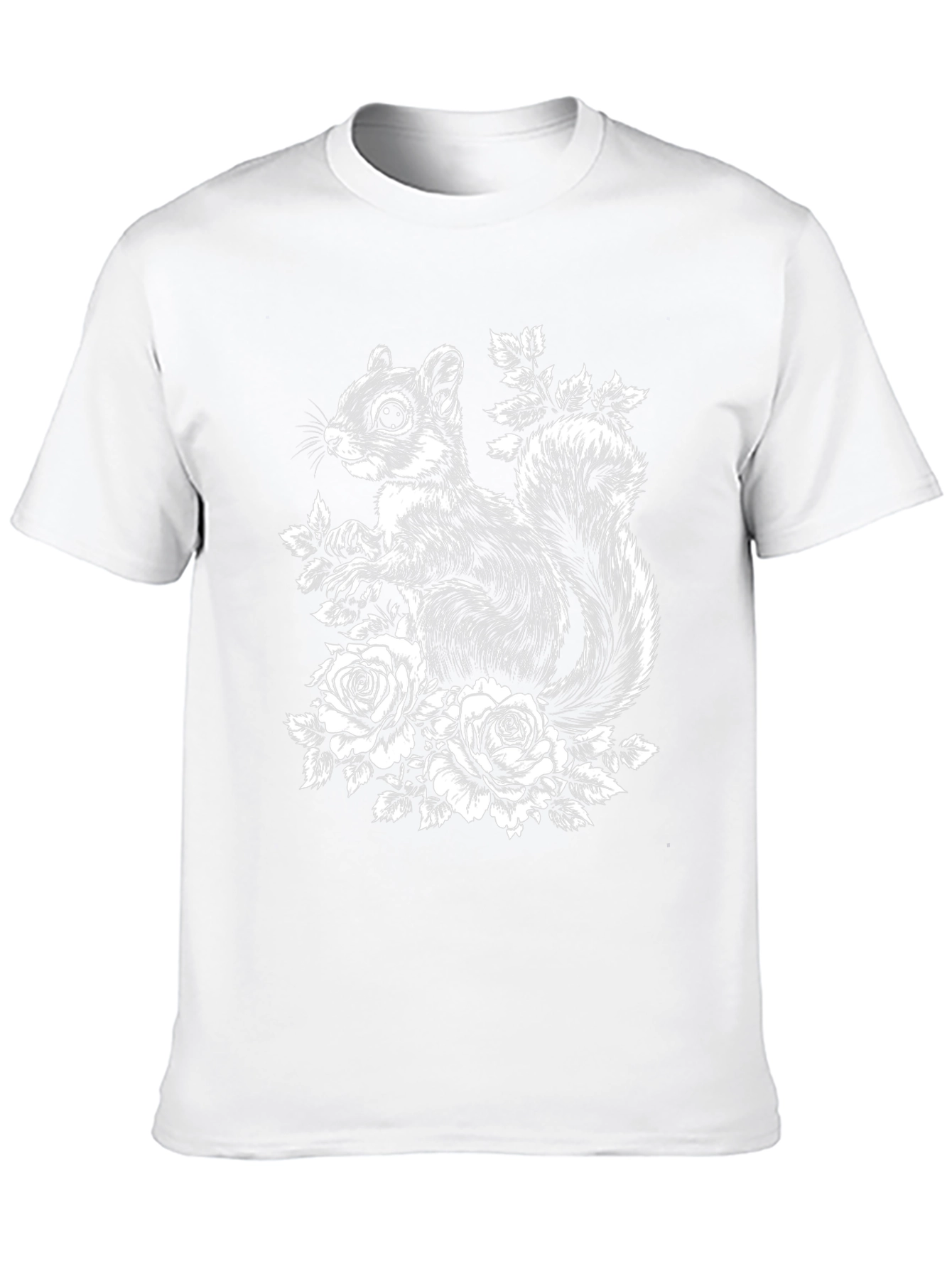 Squirrel & Roses Graphic Tee - Black Cotton Blend
