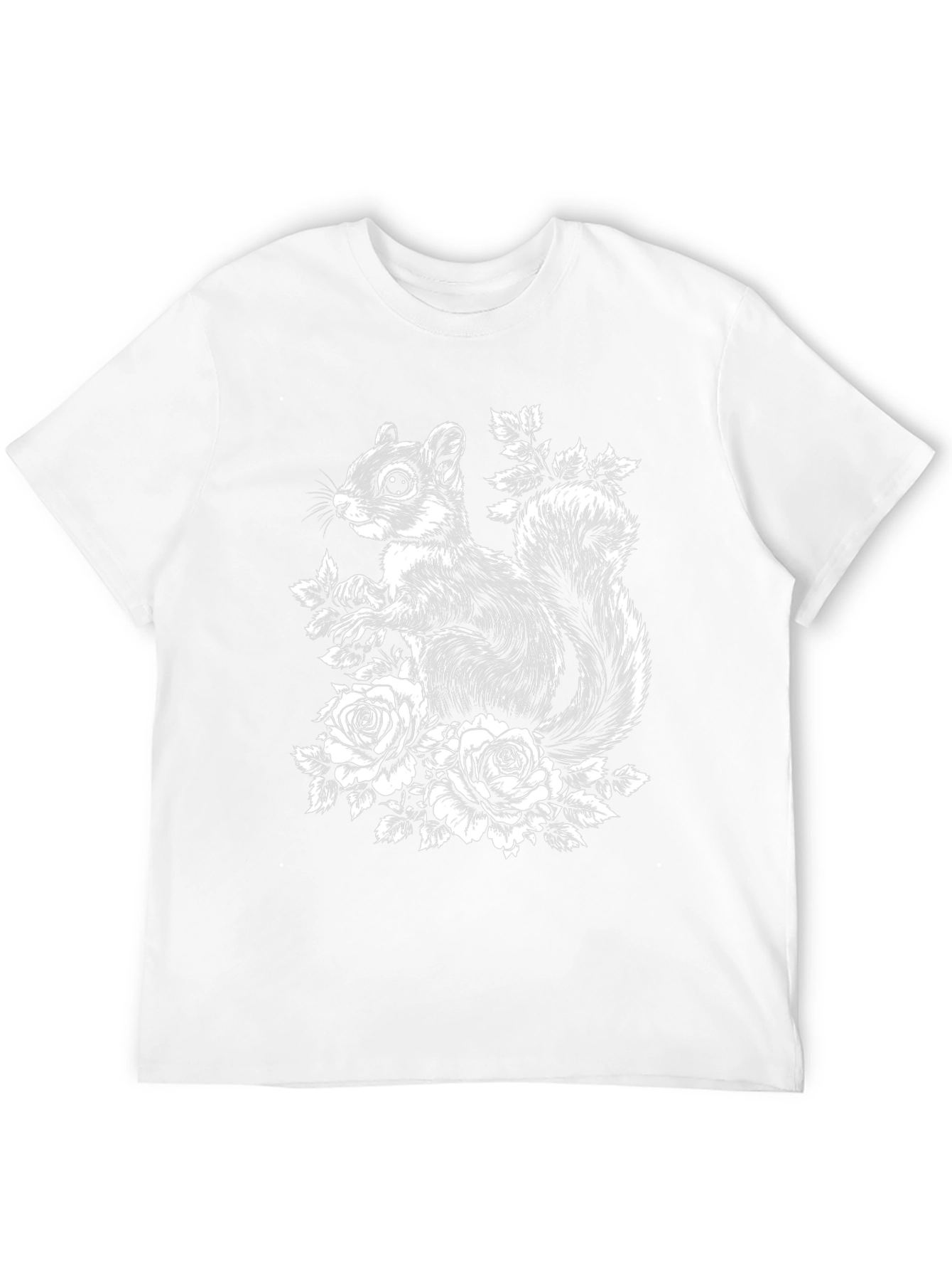 Squirrel & Roses Graphic Tee - Black Cotton Blend