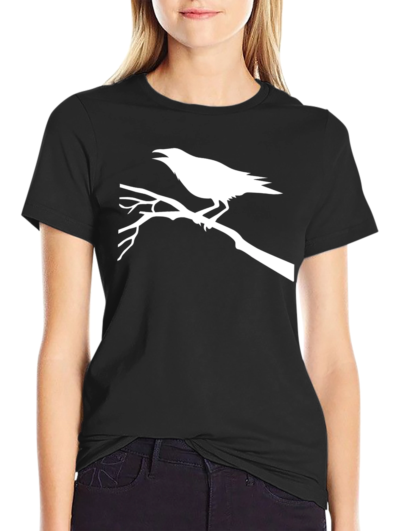 Raven Branch Graphic Tee - Black Casual T-Shirt