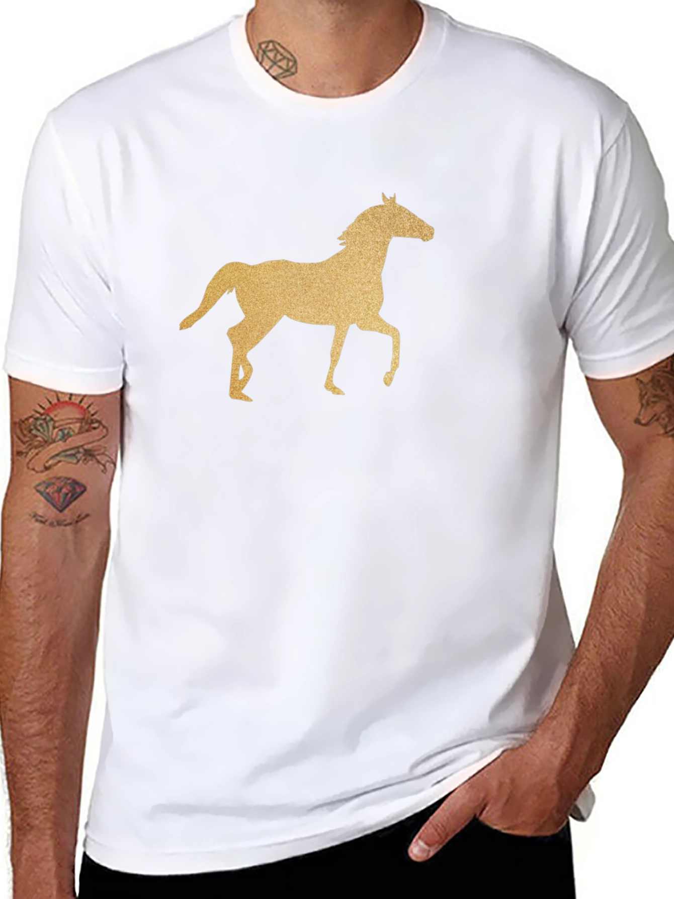 Black Horse Graphic T-Shirt - Equestrian Style