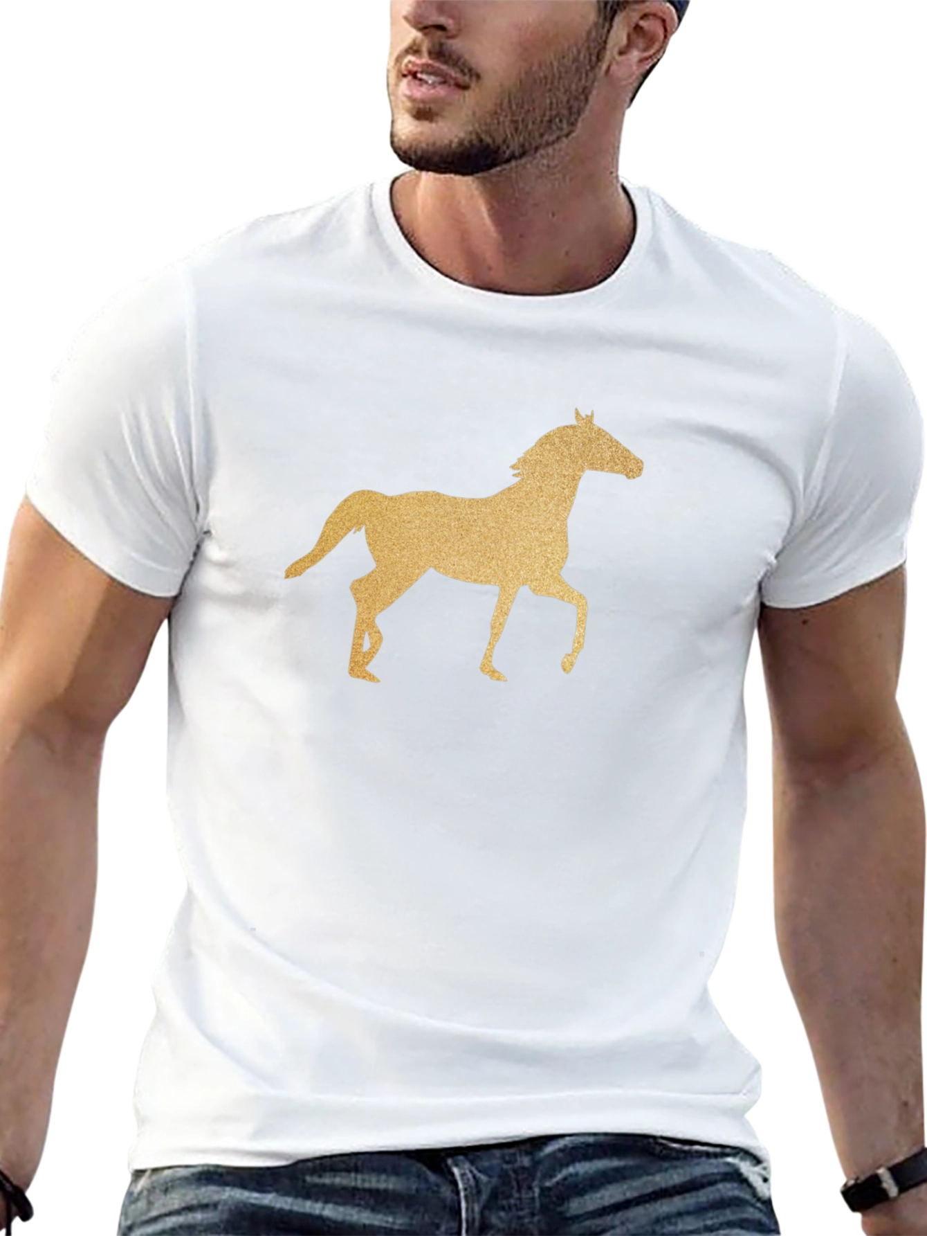 Black Horse Graphic T-Shirt - Equestrian Style